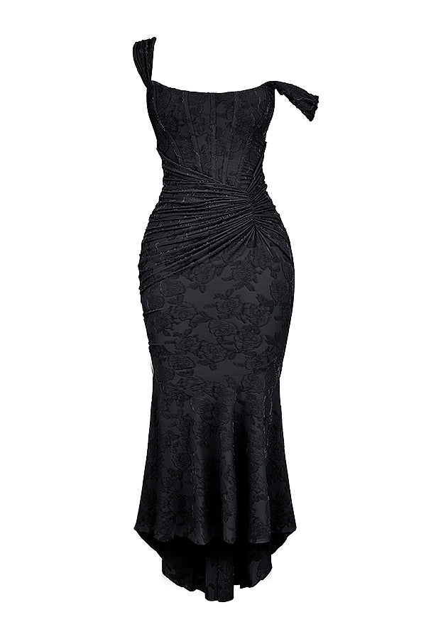 Alyia Rose Pink Floral & Black Maxi Dress