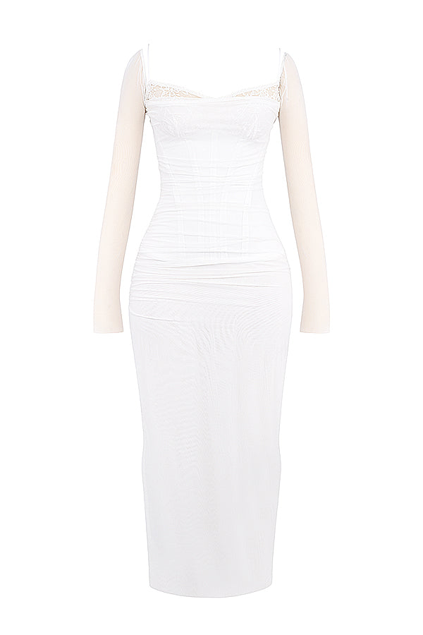 Mesh Stitching Lace Mid-length Dress