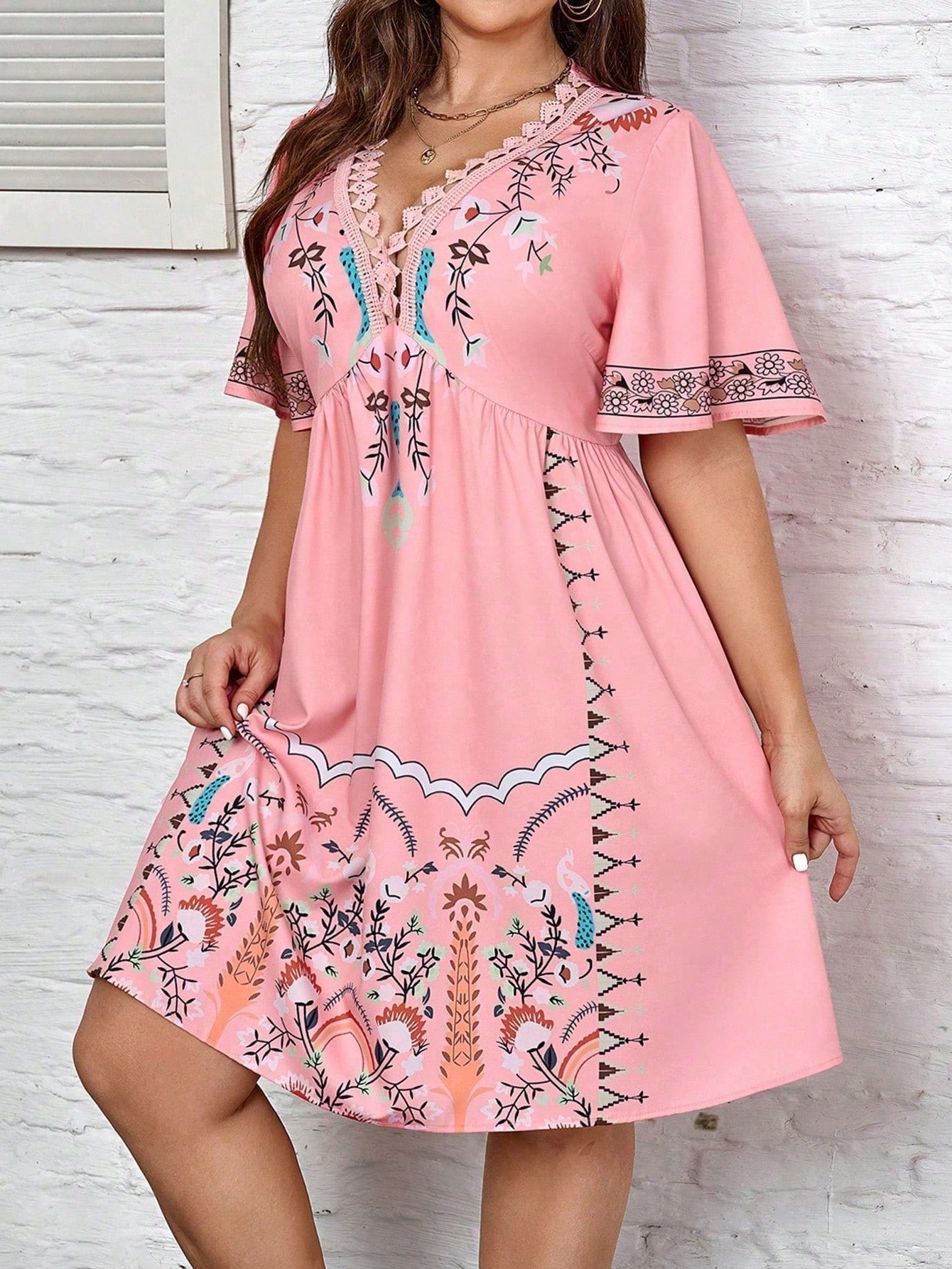 Harper - Plus Size Boho Style Midi Dress