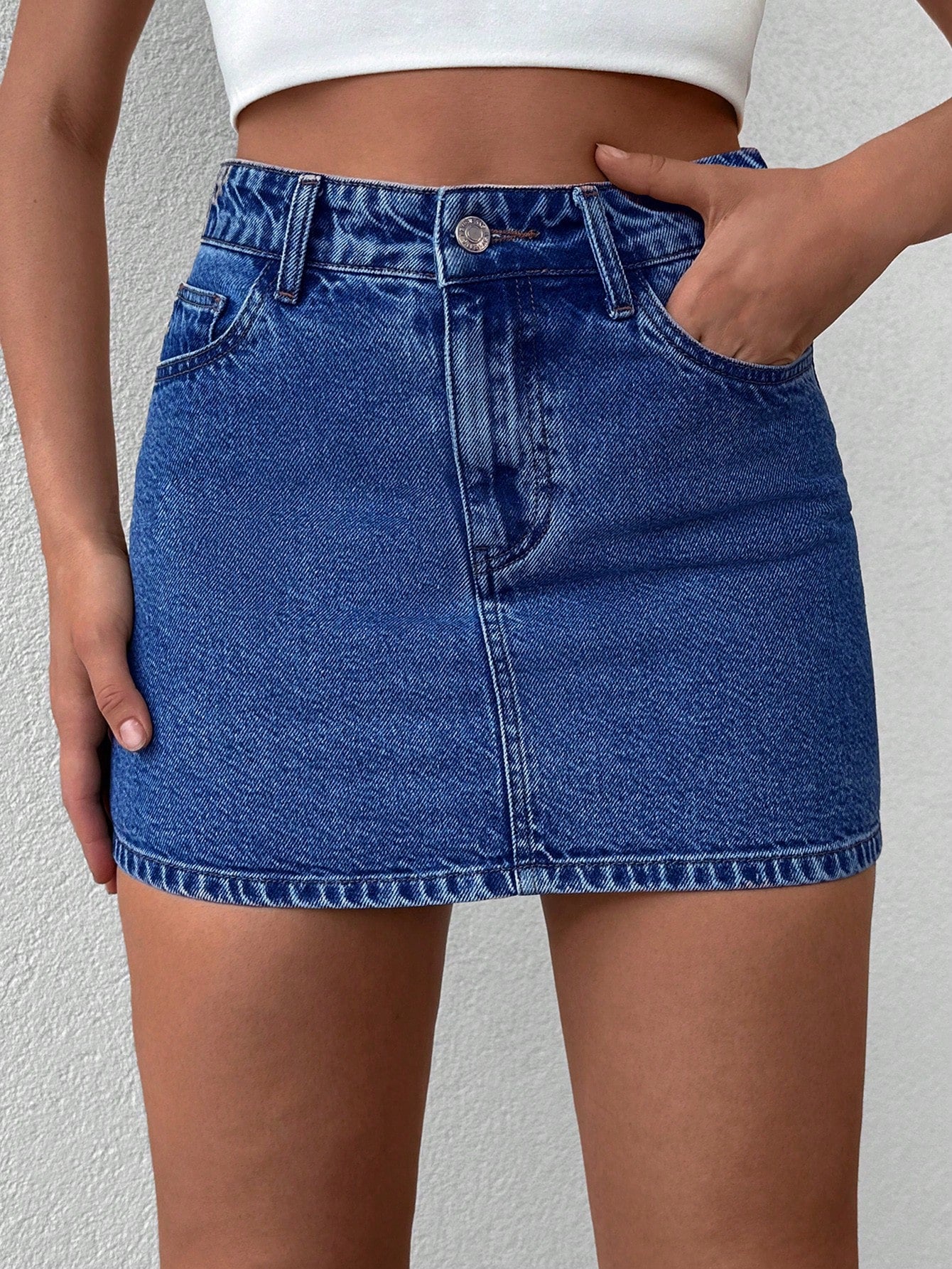 Allison - High Waist Denim Skirt