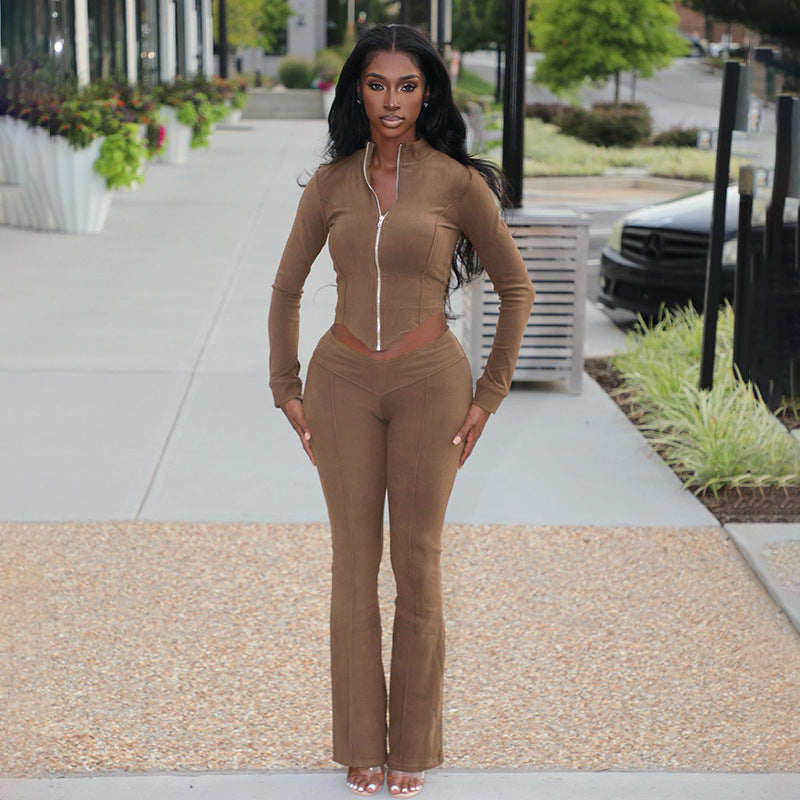 High Waist Bootcut Pants Two-piece Set