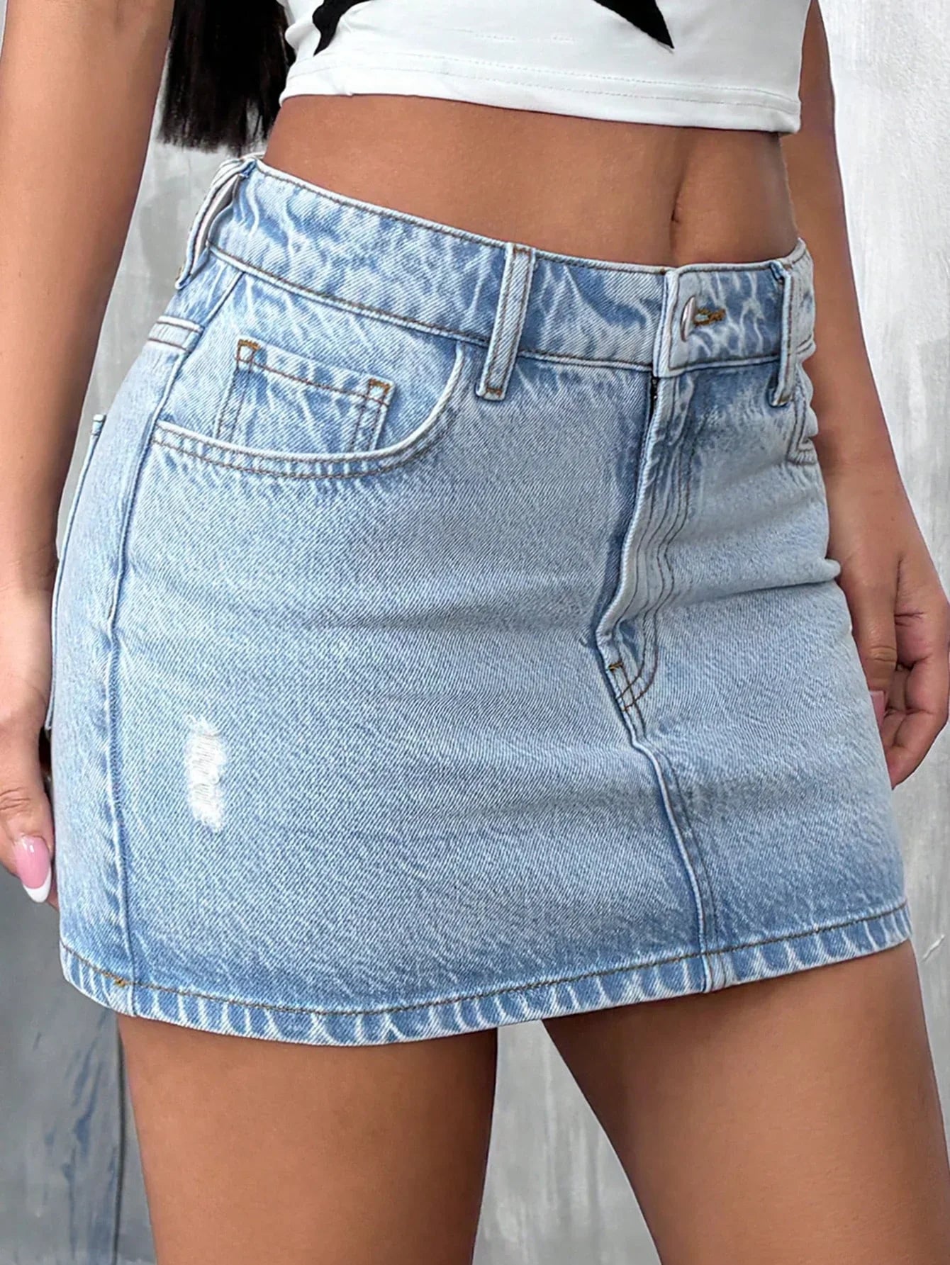 Allison - High Waist Denim Skirt