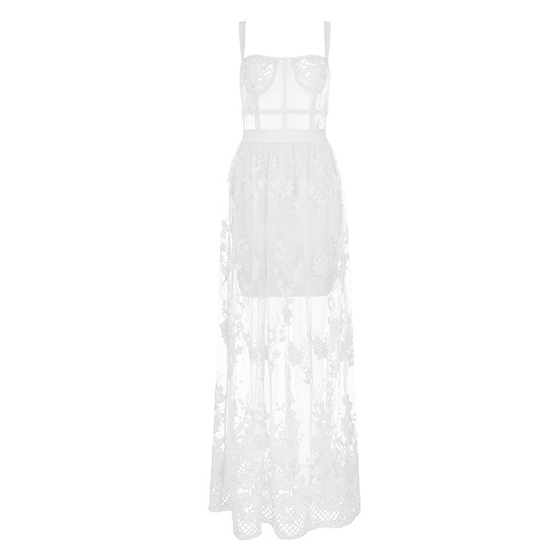 Alyia Maxi Corset Mesh Dress