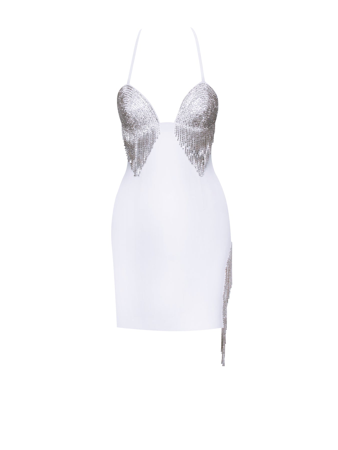 Chic Halter Neck Dress With Crystal Fringe-party Wear
