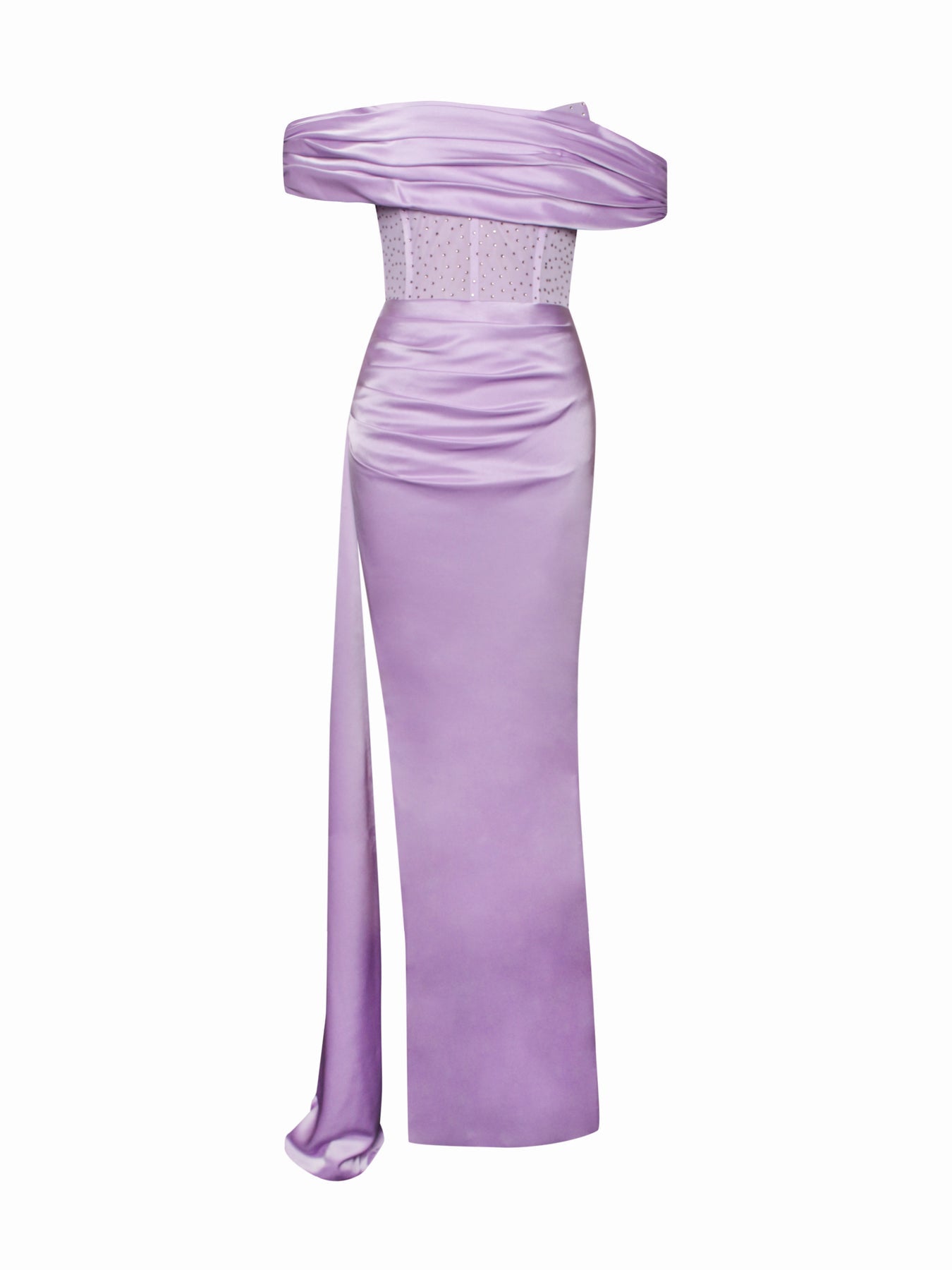 Off-shoulder Long Slit White Bandage Dress