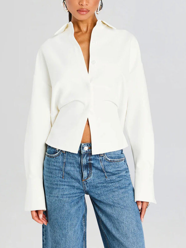 Avery - Draped Button-Down Shirt