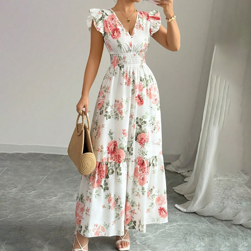 Saliya V Neck A Line Vacation Long Dress