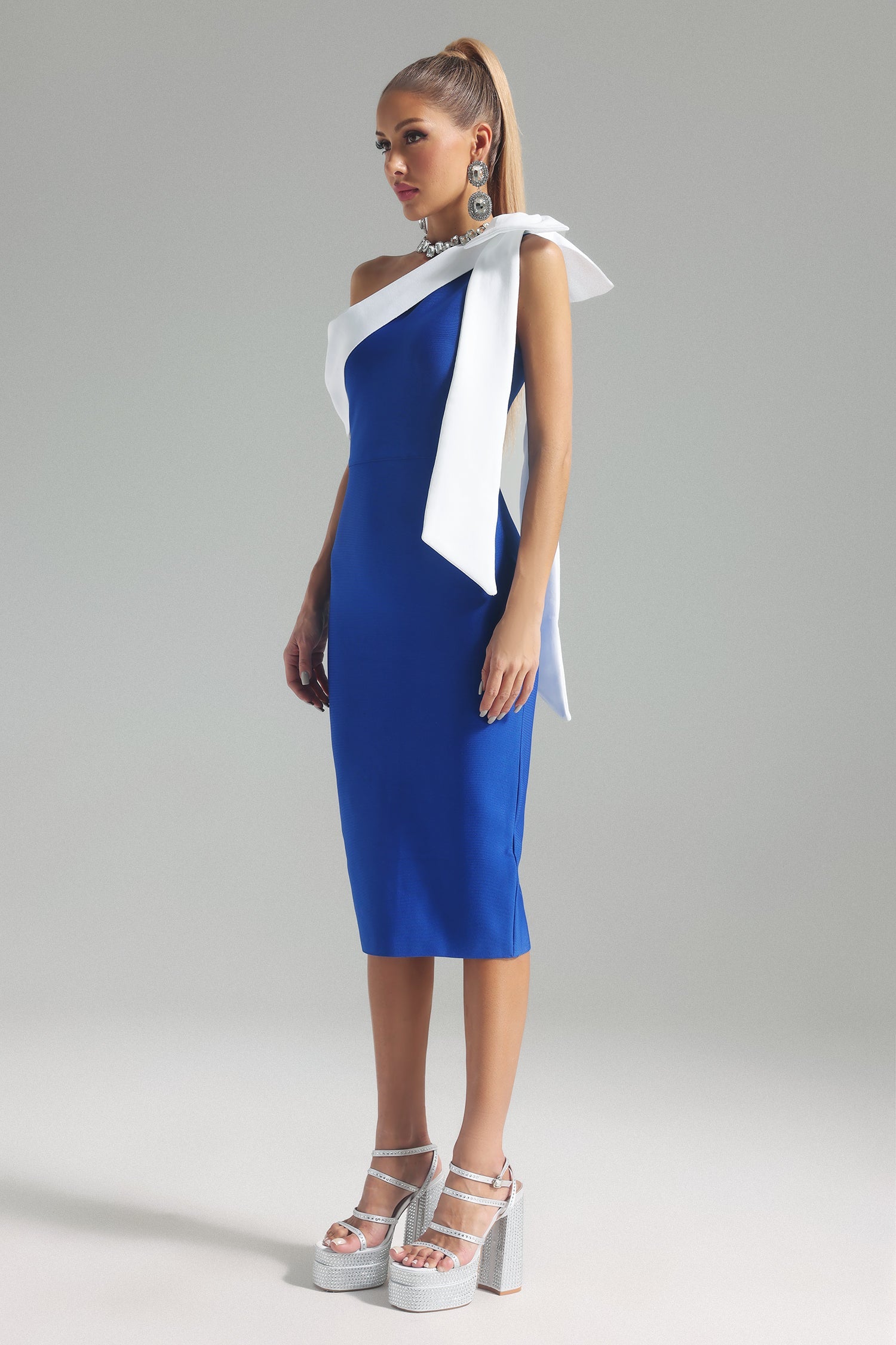 Alyia One shoulder Bow Bandage Dress