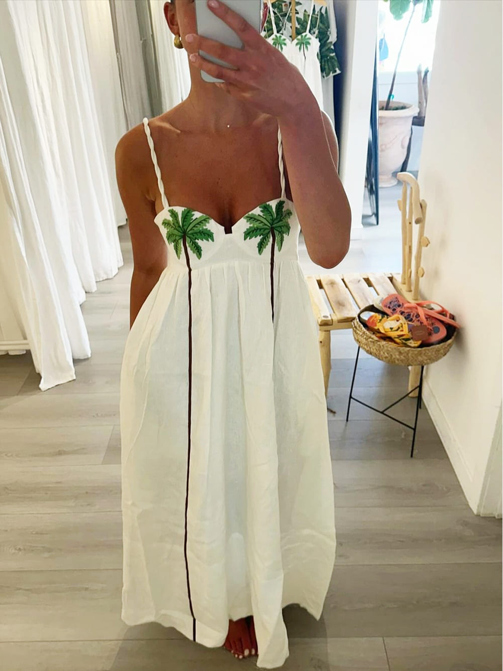 Sarah - Palm Embroidered Summer Dress