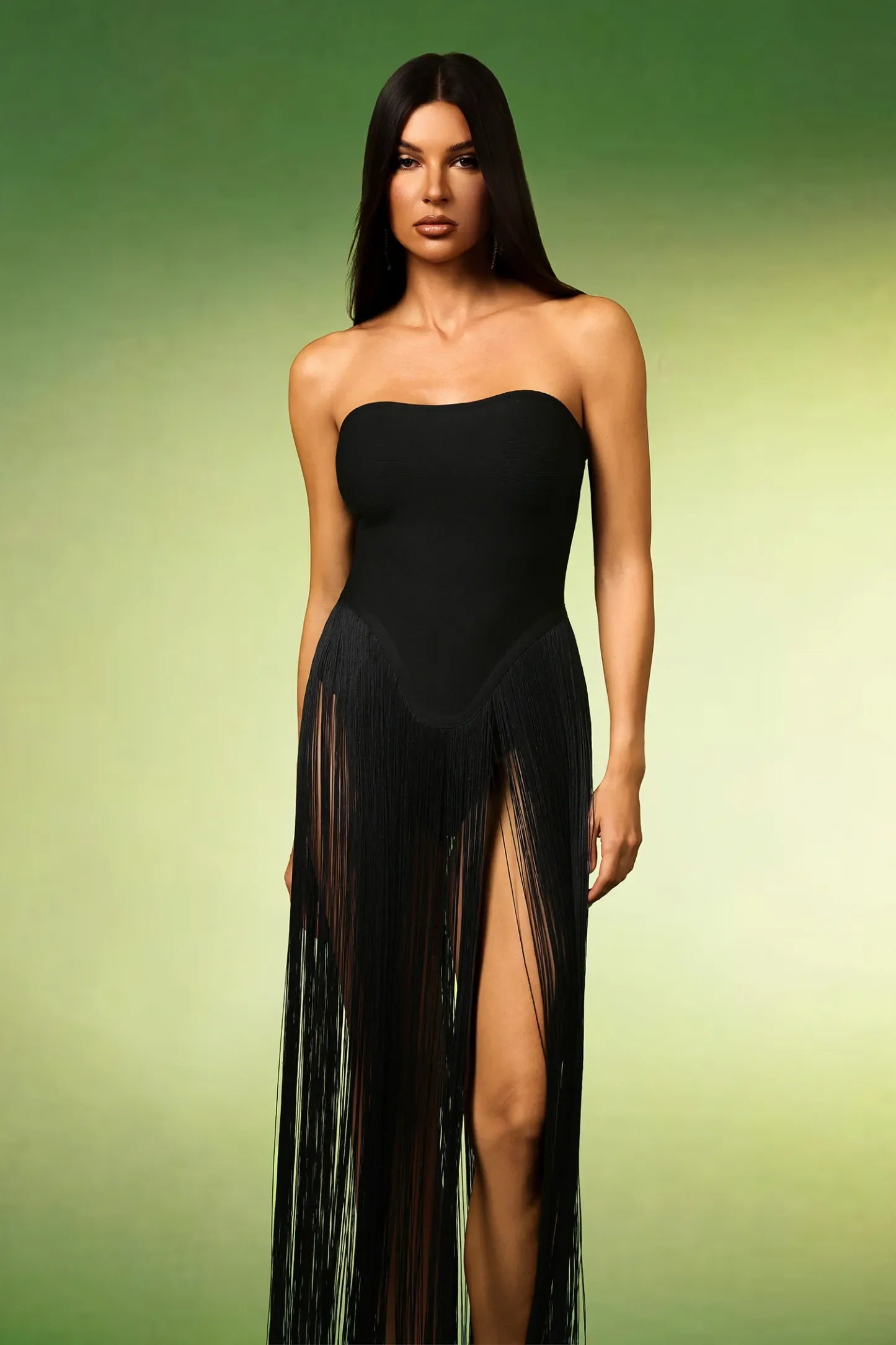 Alara Fringe Sleeveless Strapless Tassel Bandage Bodysuit