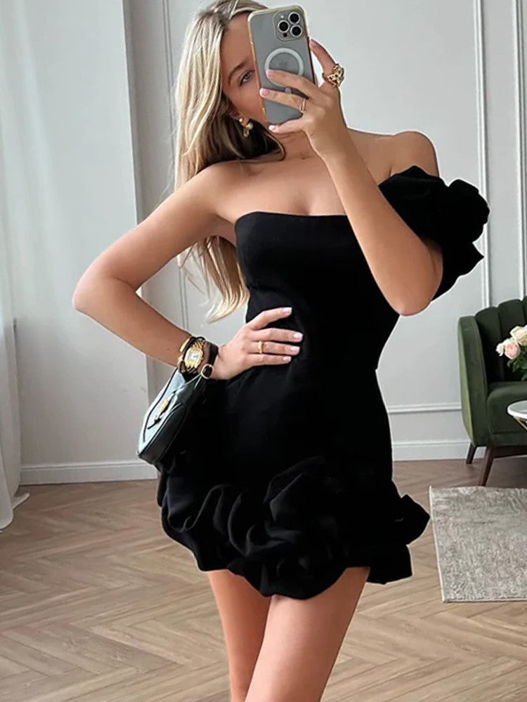 Chic Fur Sleeveless Party Mini Dress