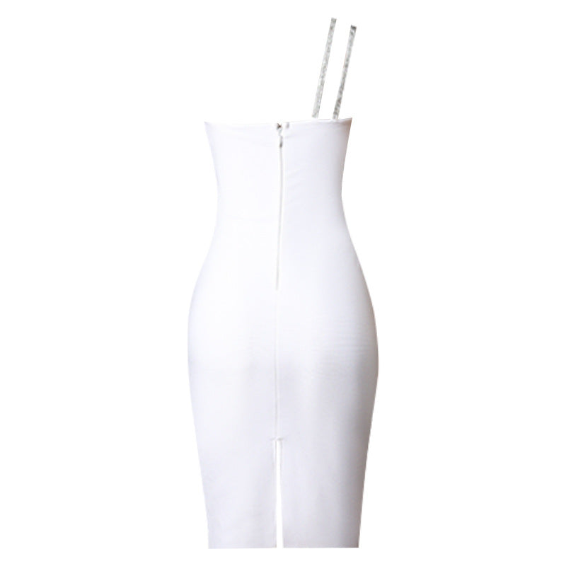 Cutout Slanted Shoulder Tube Top Dress