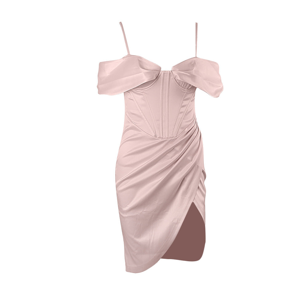 Egarika Off-shoulder Split Sling Dress