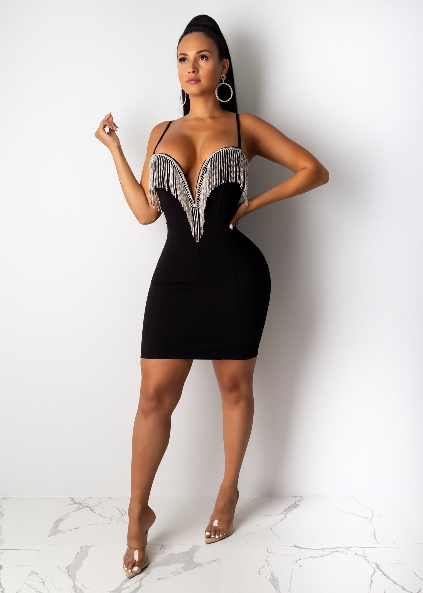 Tassel V-neck suspender skirt
