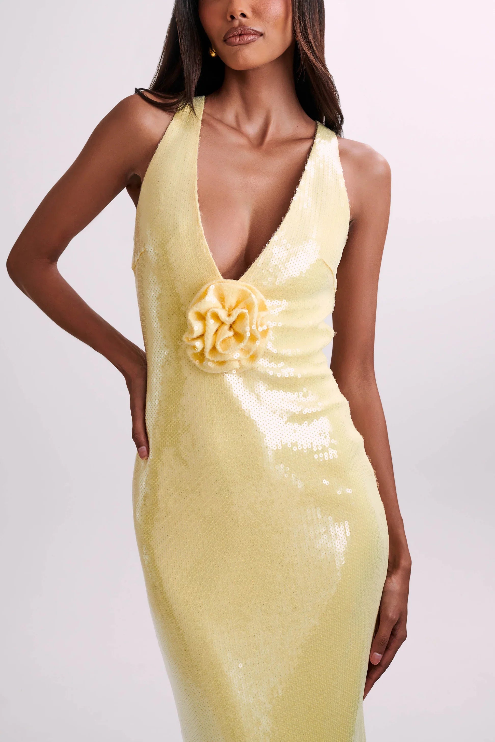 Alluring Hollow Backless Sequin Dress