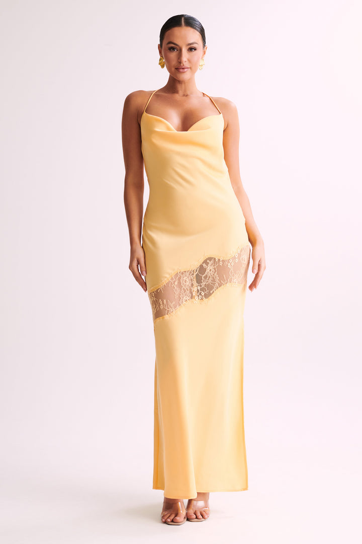 Elegant Halter Backless Satin Dress