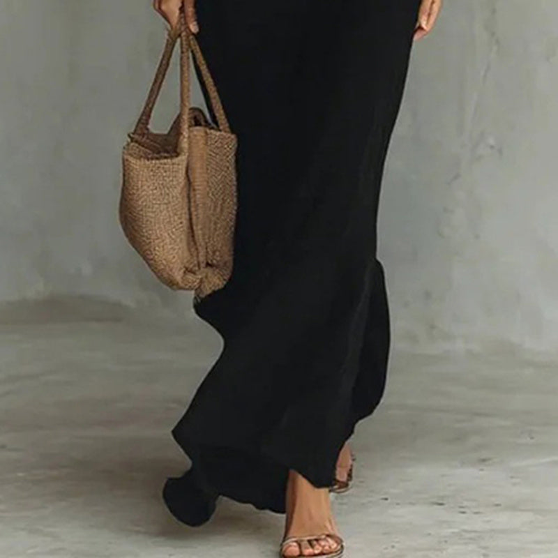 Long Sleeve Ruched Button-Down Maxi Dress with Waist Belt