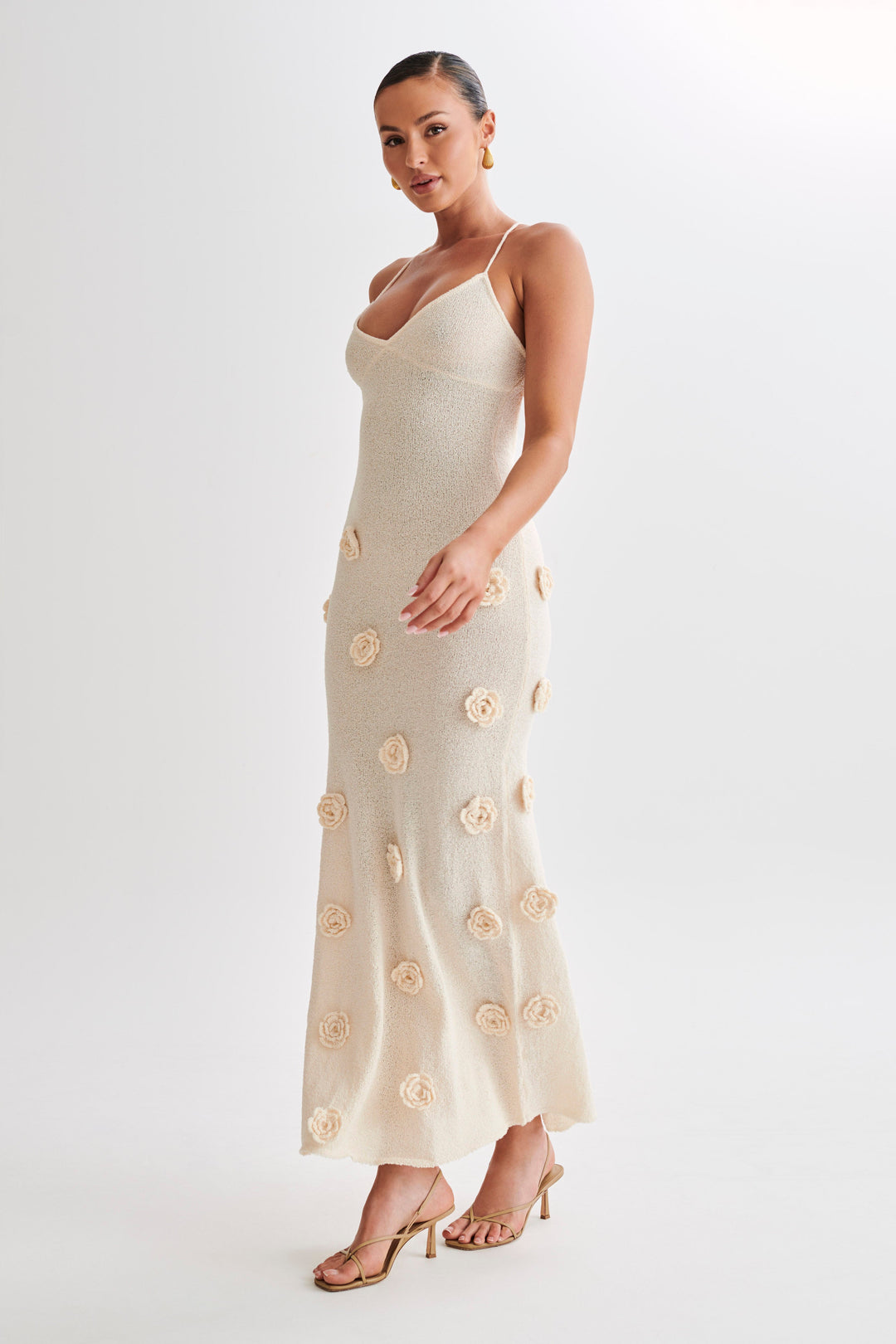 Alerya Rose Knit Elegant Maxi Dress