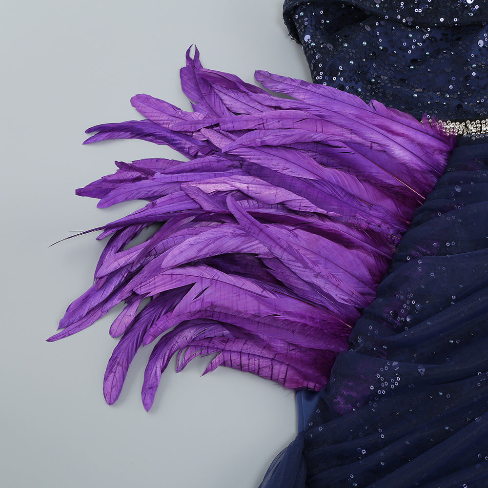 Sequin Purple Tube Top Irregular Dress