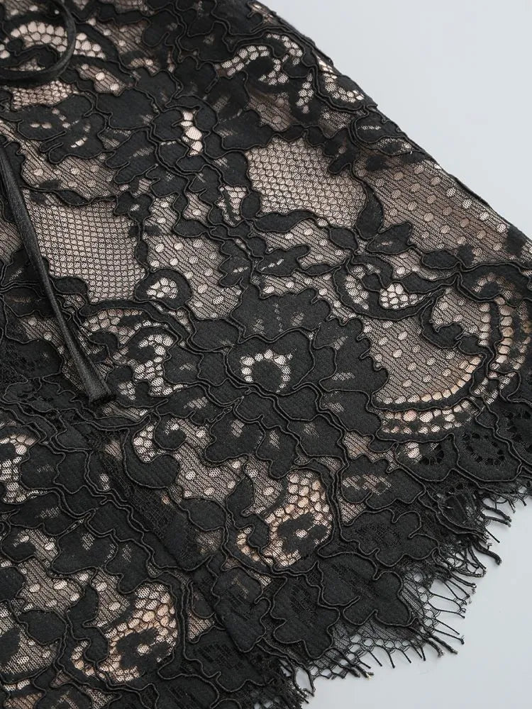 Alyia Lace Ruche Corset Celeb Dress-Black