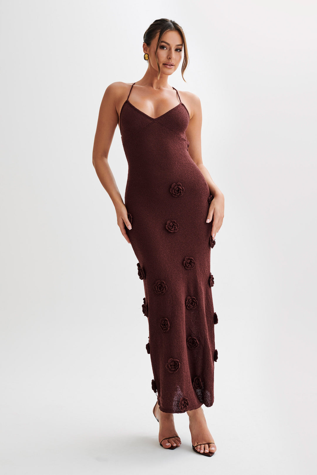 Alerya Rose Knit Elegant Maxi Dress