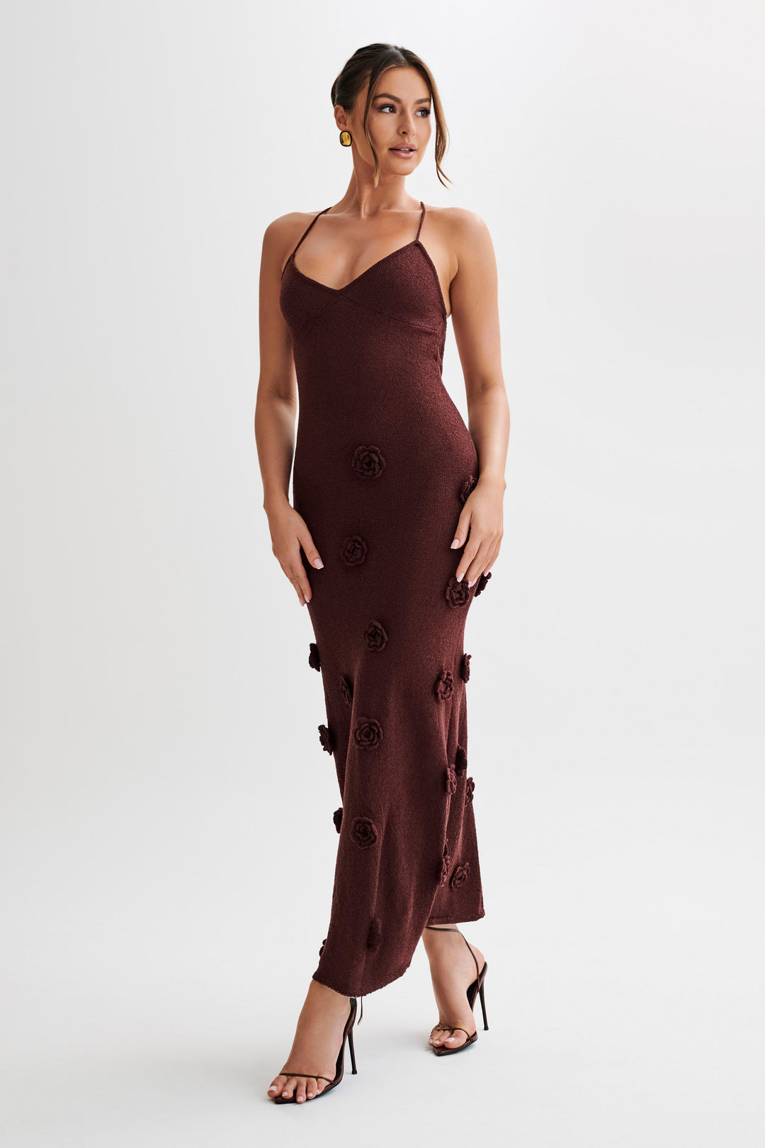 Alerya Rose Knit Elegant Maxi Dress