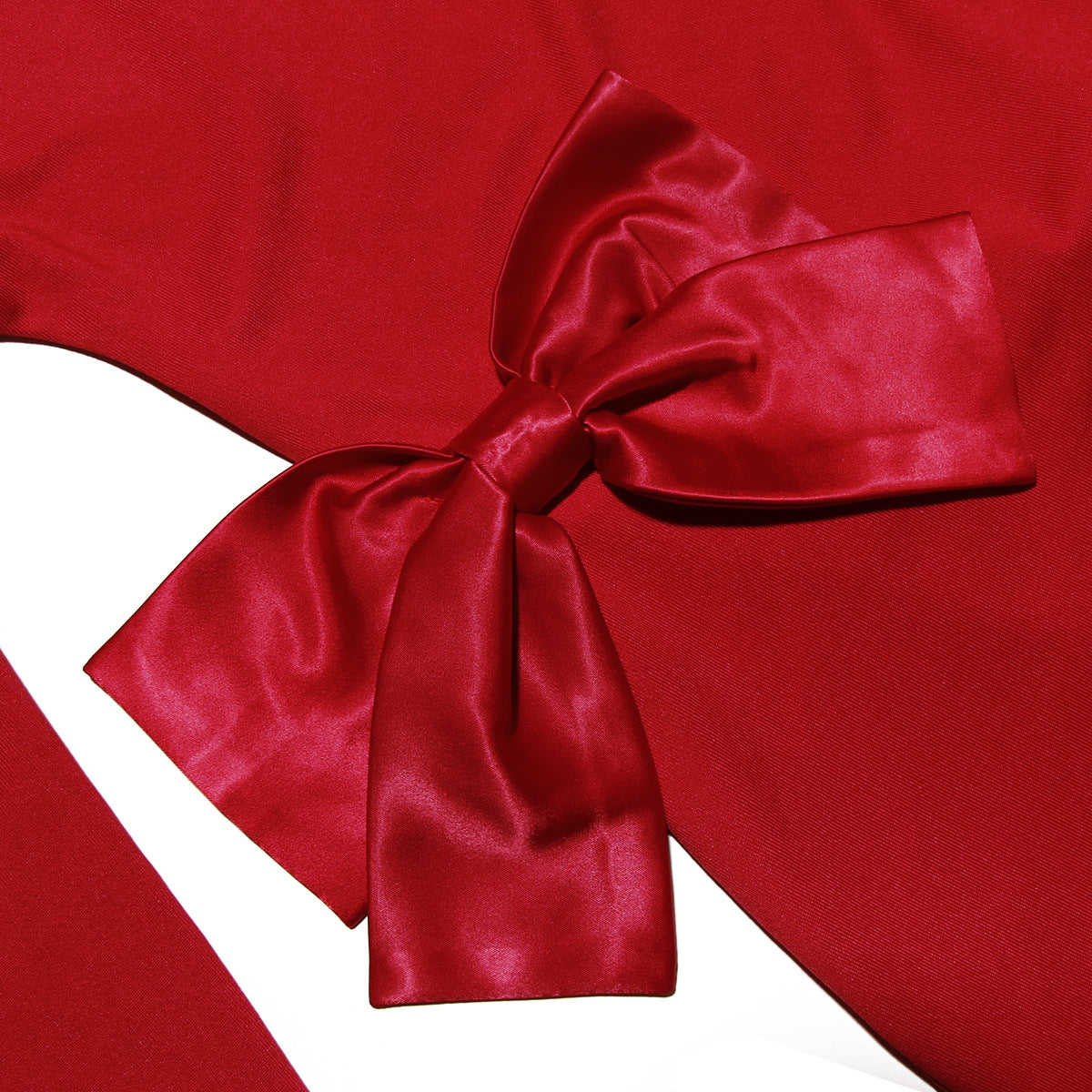 AEILA BOW BACKLESS SPLIT DRESS-RED