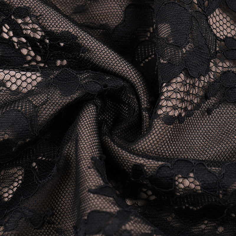 Lyla Sheath Lace Sling Dress-Black