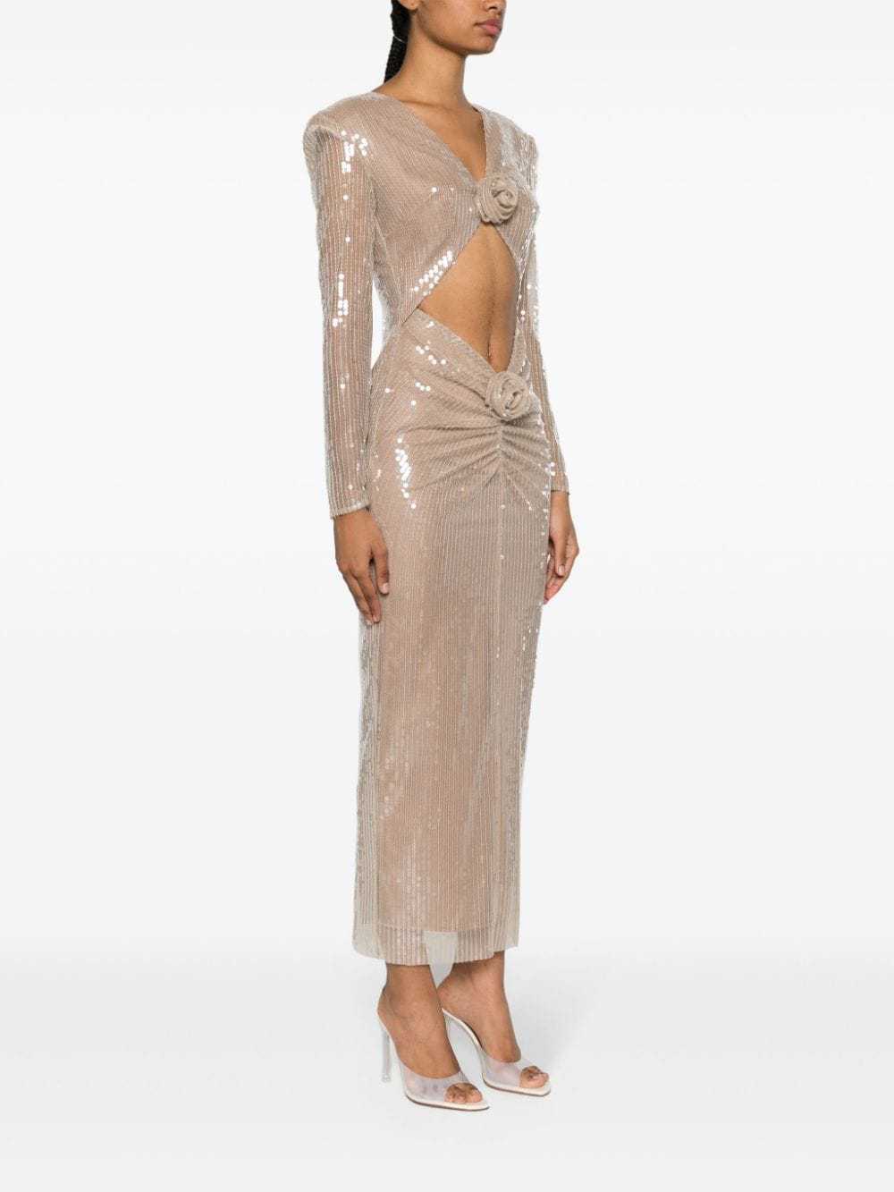 Diag Collar Metallic Mesh Flow Dress