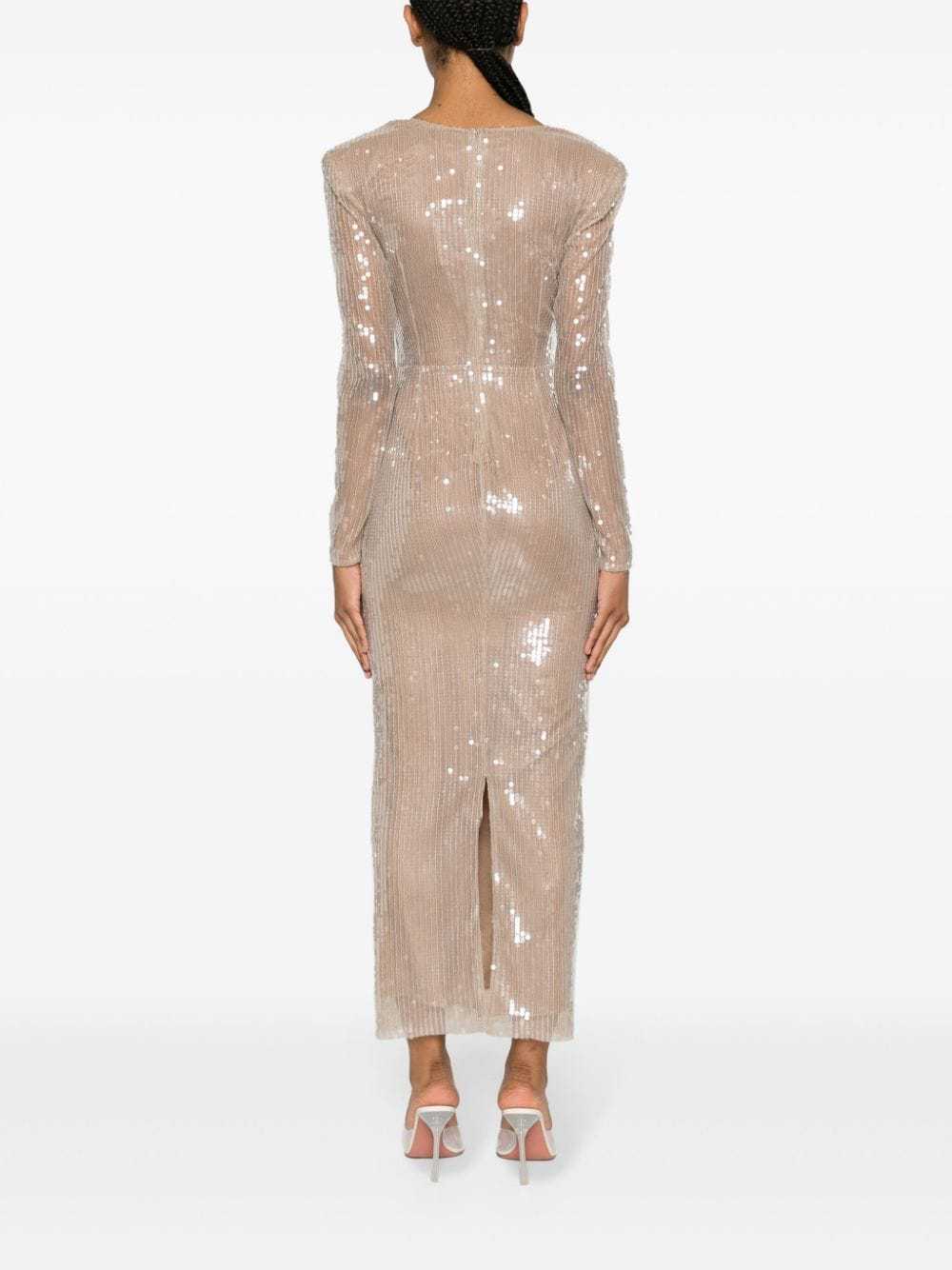 Diag Collar Metallic Mesh Flow Dress