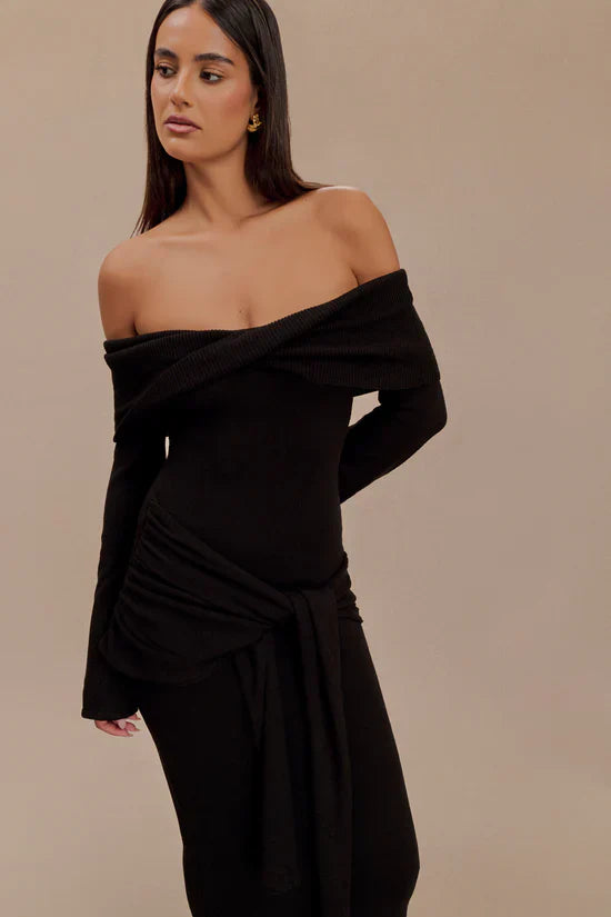 Charmora Off Shoulder Tie Maxi Dress