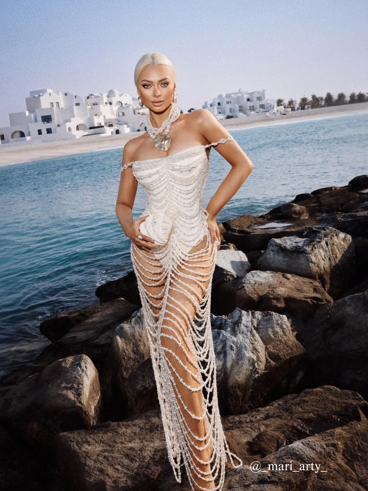 Nicola Pearl Fringe Maxi Dress
