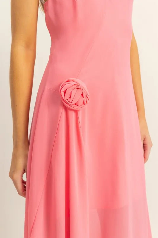 HYFVE Chiffon Halter Asymmetrical Hem Dress