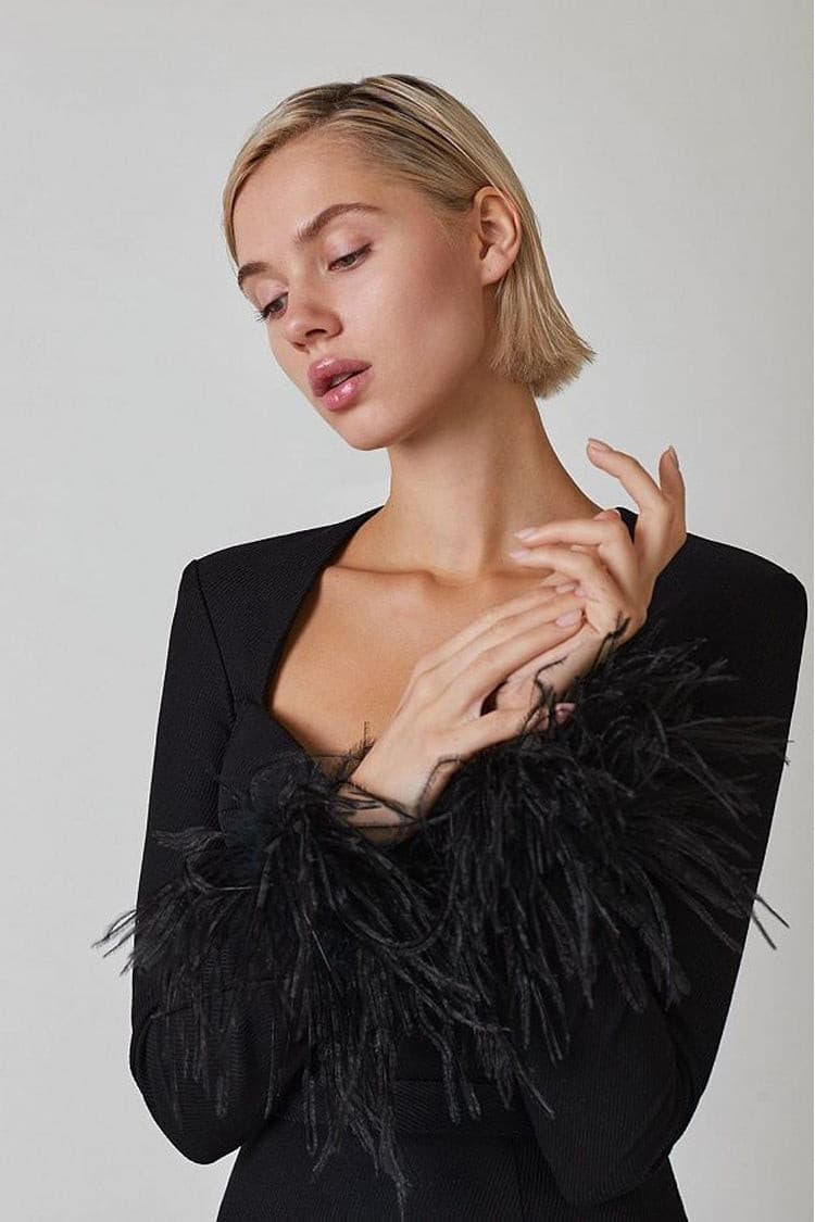 Aerika Feather Bodycon Mini Dress