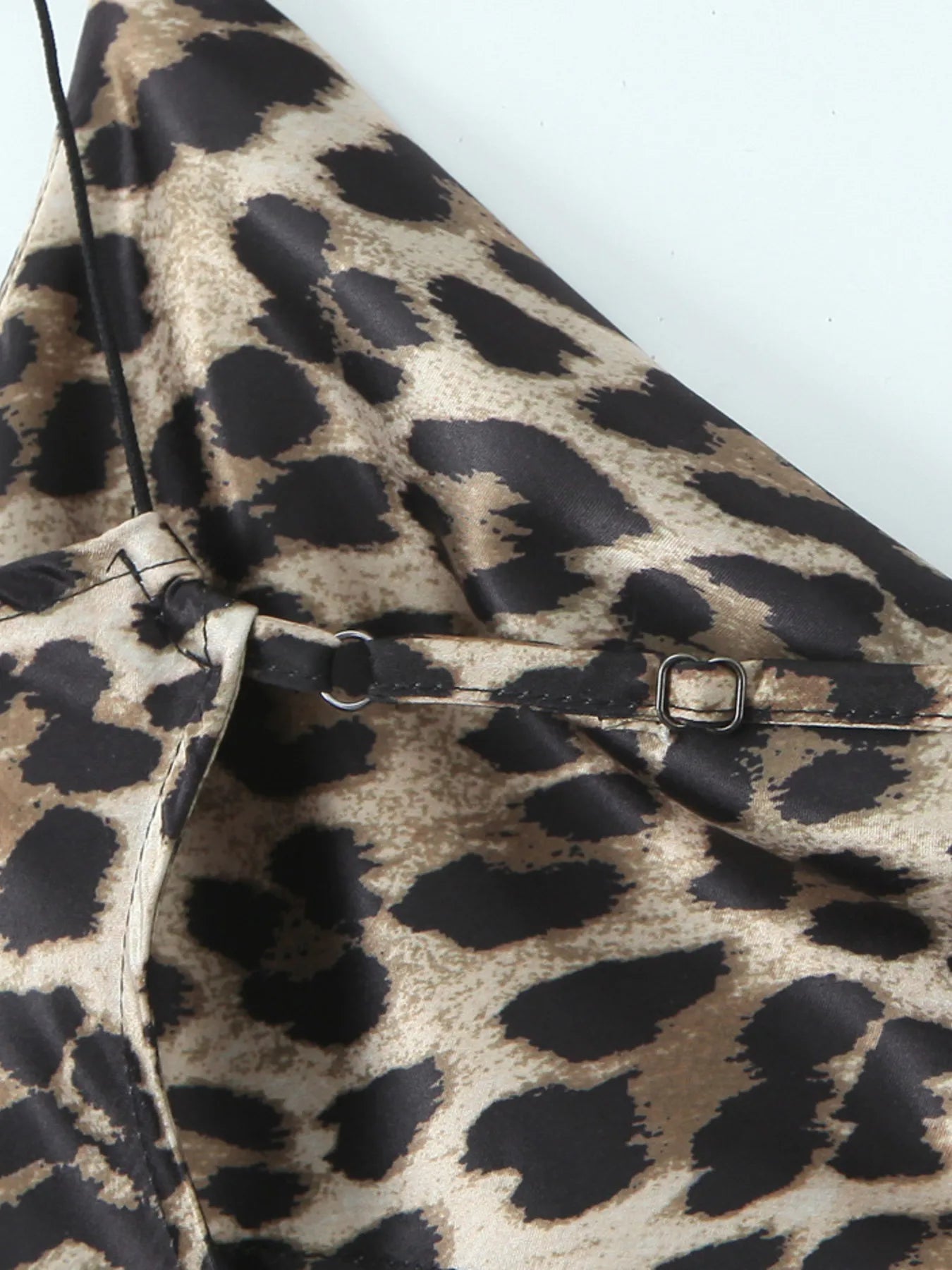 Leopard Print Satin Maxi Dress