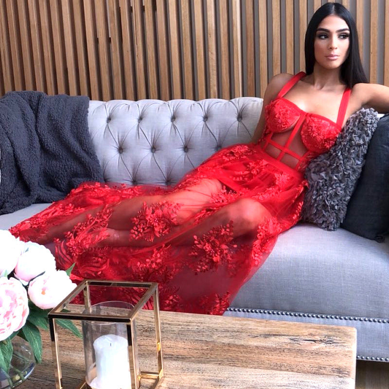 Alyia Maxi Corset Mesh Dress