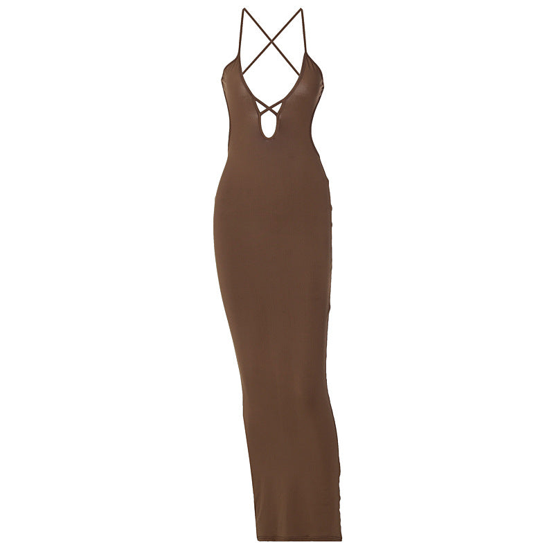 Black & Coffee Hollow Maxi Dress