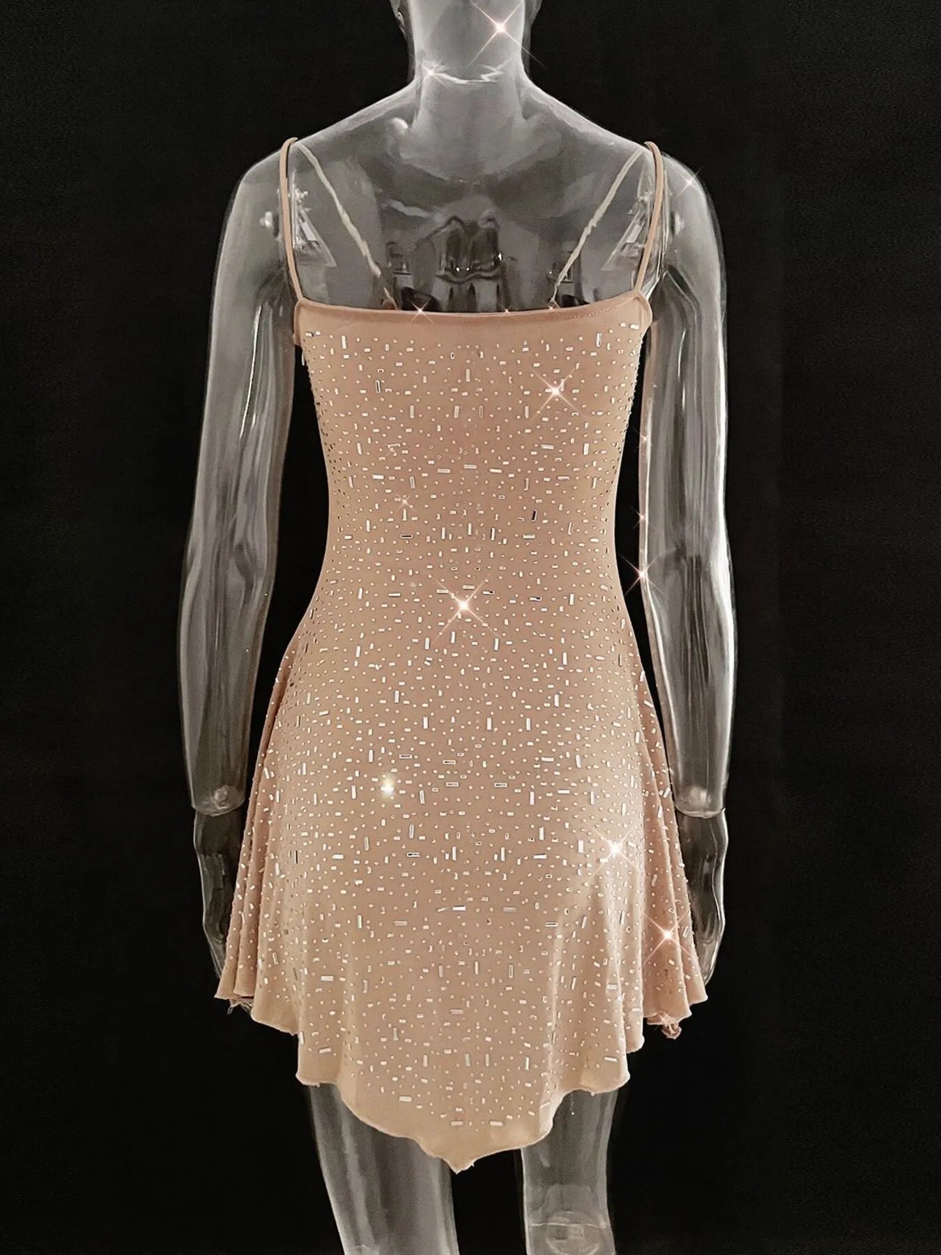 Rhinestone Decor Mini Cami Dress