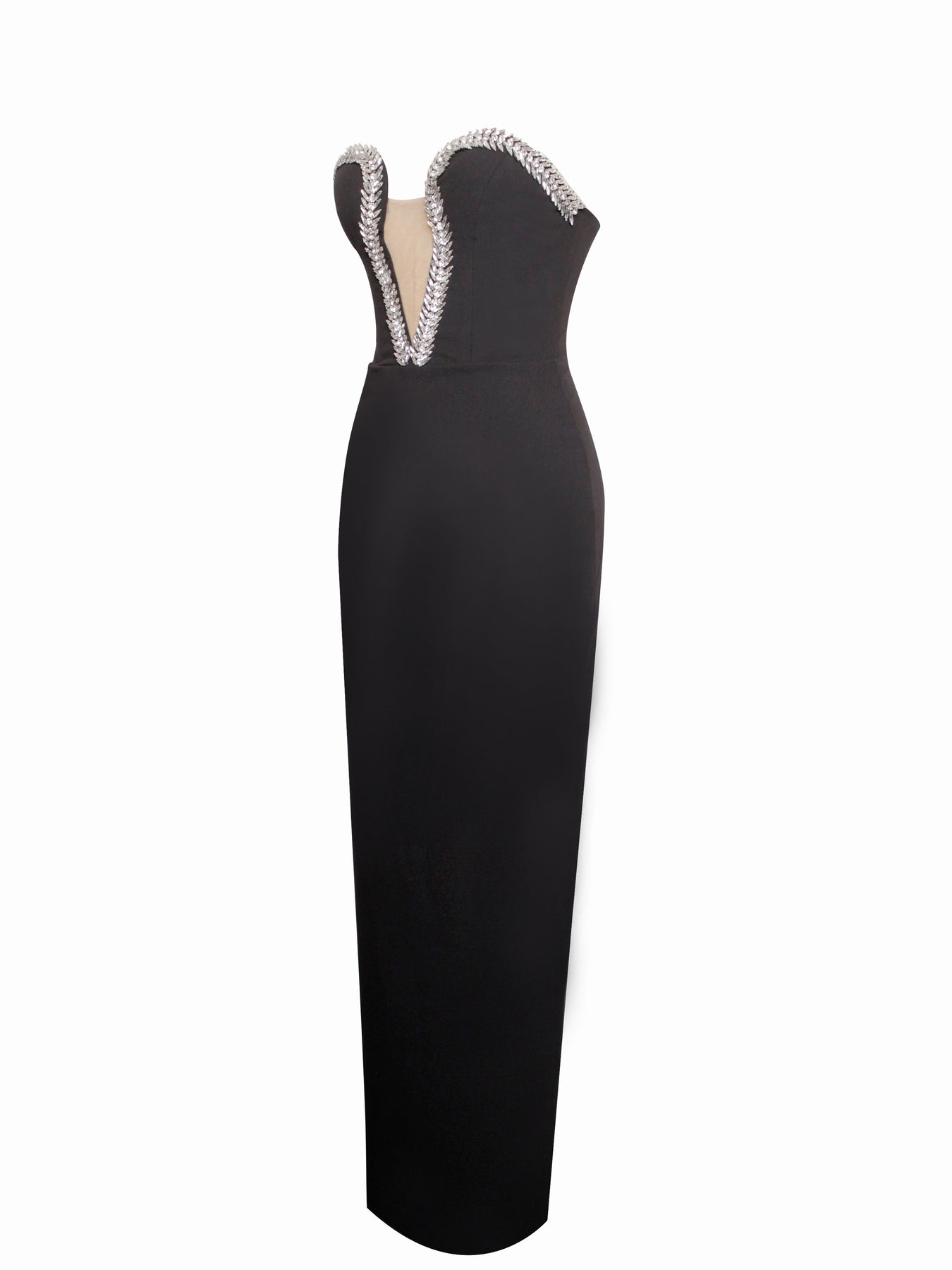 V-neck Diamond Black Bandage Dress