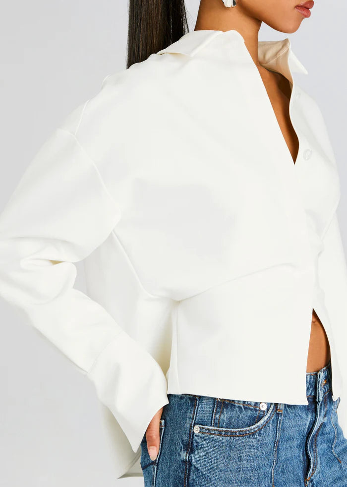 Avery - Draped Button-Down Shirt