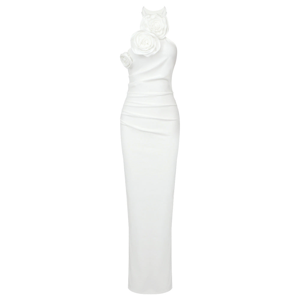 DVEN ONE SHOULDER CELEB SLIT DRESS
