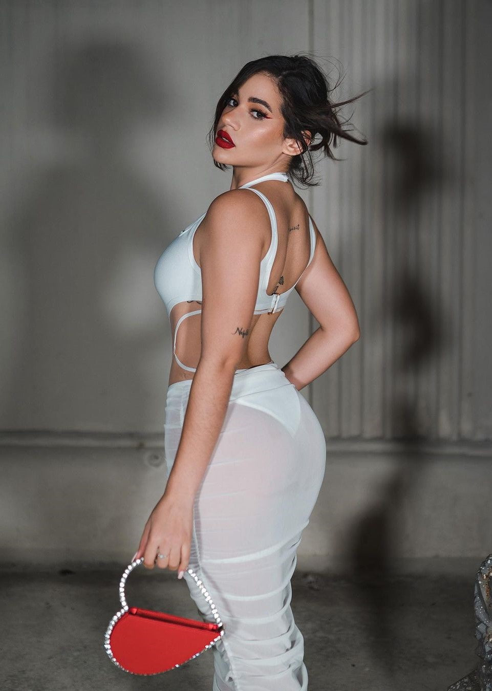 Kaira Cutout Mesh Midi Bandage Dress