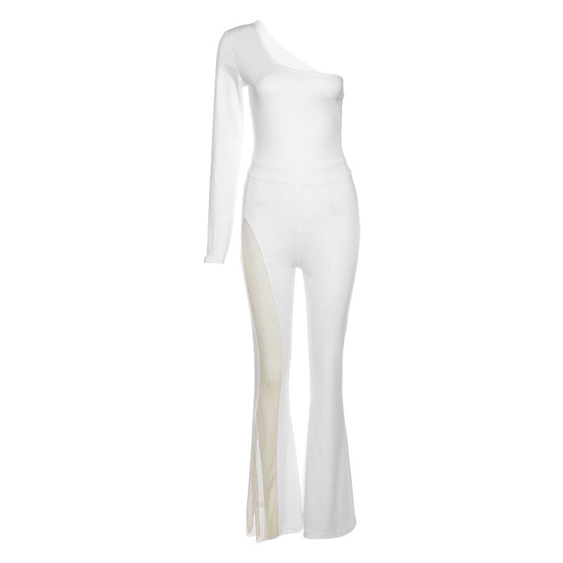 One-shoulder Diamond Jumpsuit