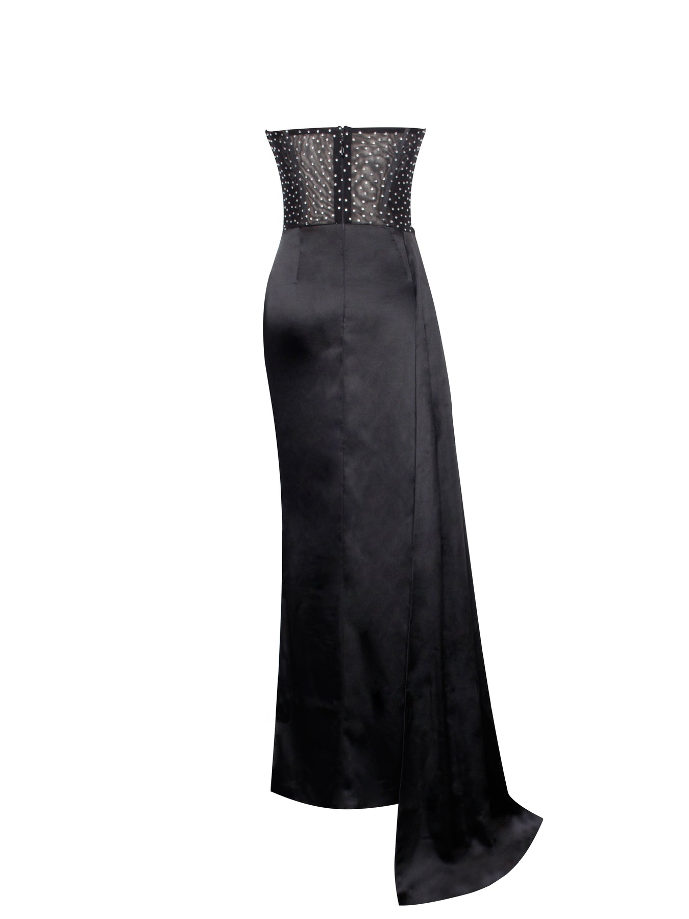 Elegant  Evening Dress With Bra And Diamond Ironing-Black