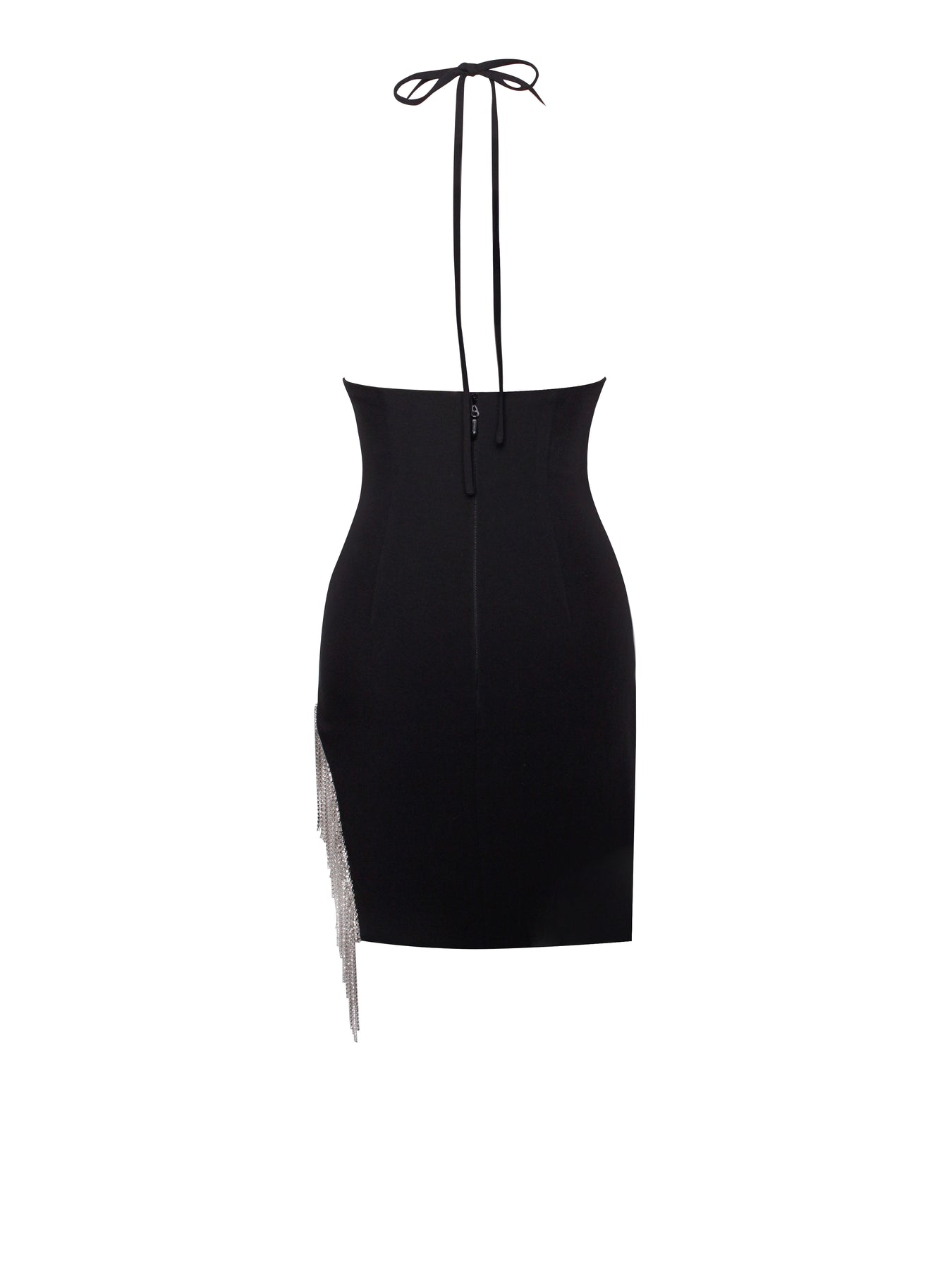 Chic Halter Neck Dress With Crystal Fringe-party Wear