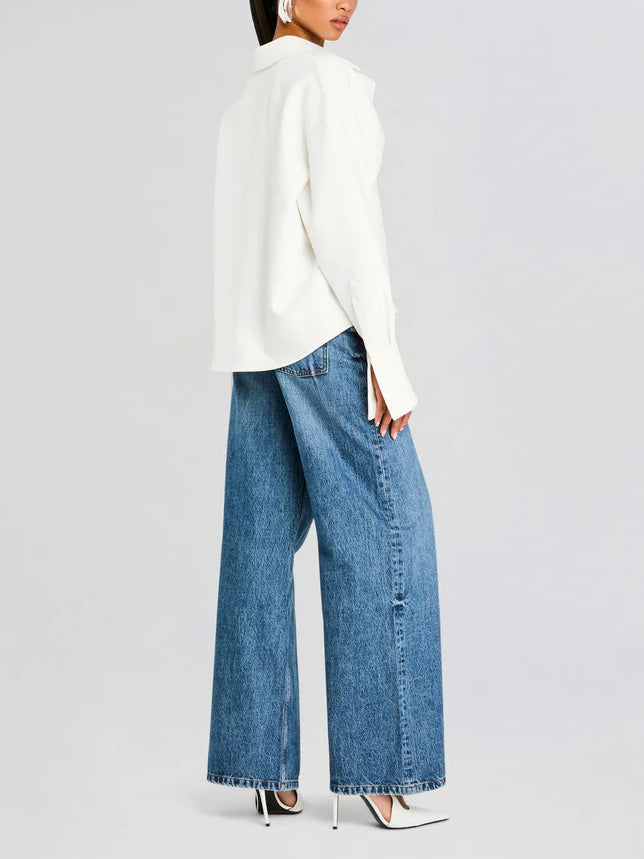 Avery - Draped Button-Down Shirt