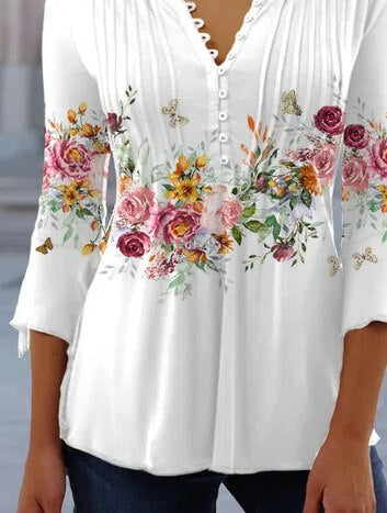 Judith - Scalloped V-Neck Blouse