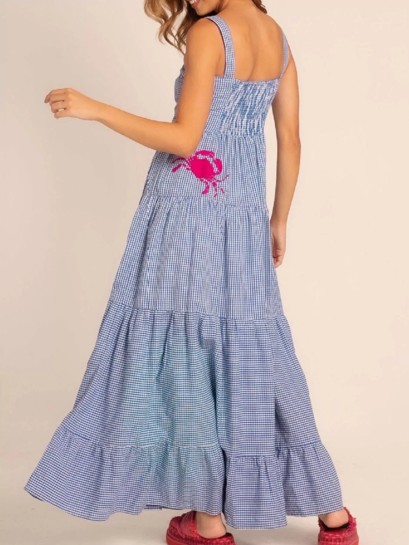 Embroidered Square Neck Tiered Maxi Cami Dress