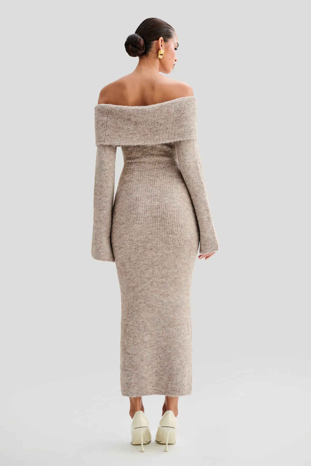 Alyia Off shoulder Fluffy Knit Dress