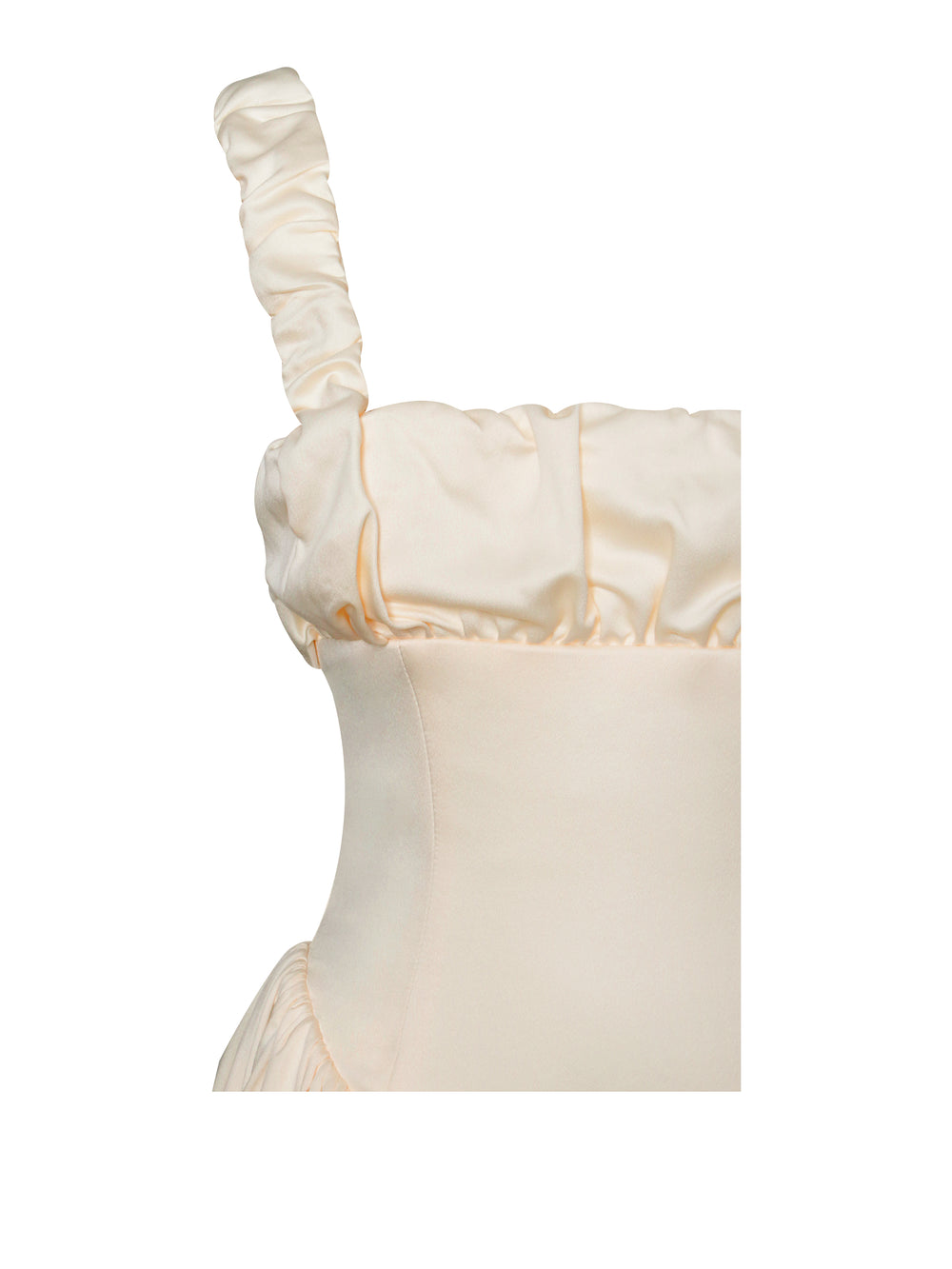 Riola Egg White Satin Drop Waist Maxi Sundress